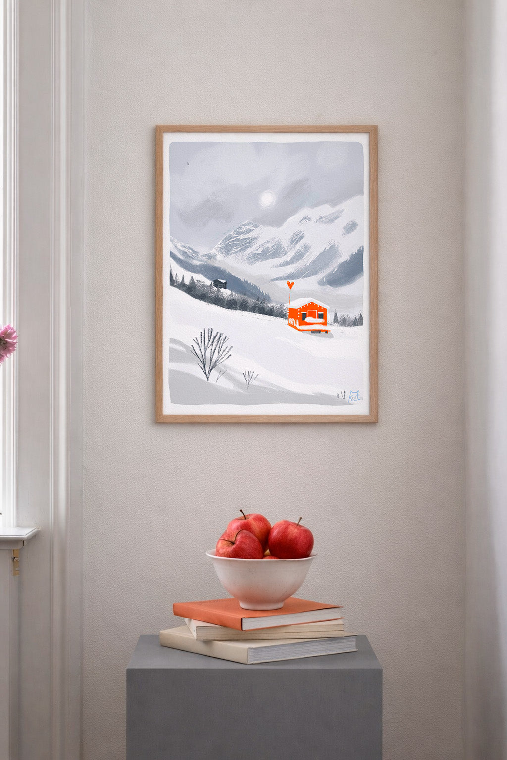 Herz im Schnee gefangen
