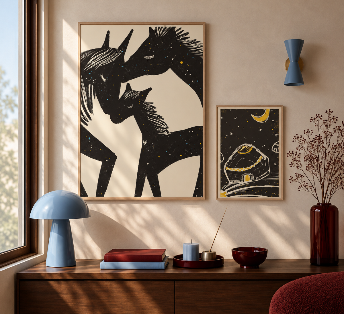 Steppe Family & Yurt at Night Poster Set — Anna Mukhambetova