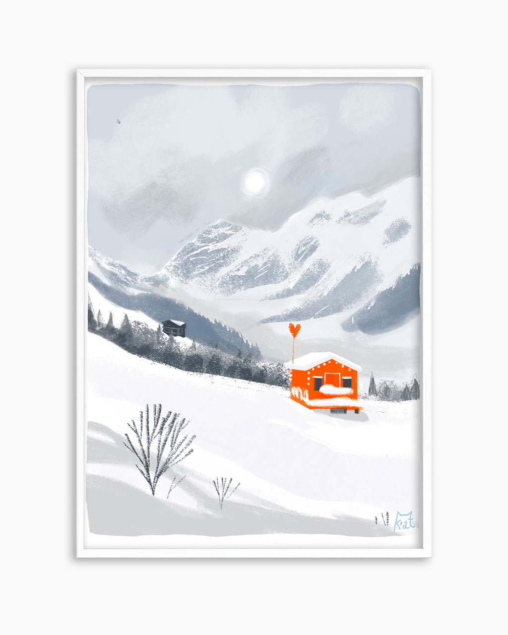Herz im Schnee gefangen