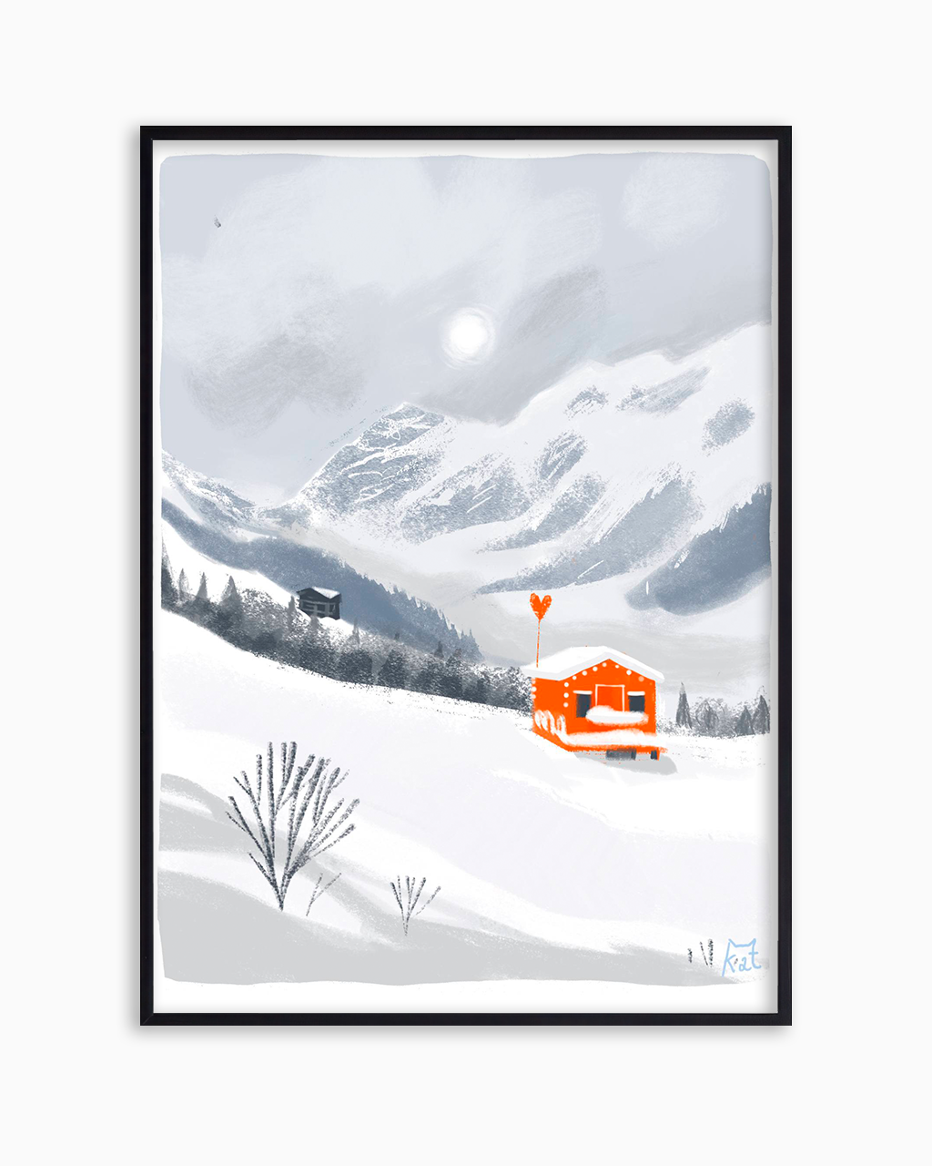 Herz im Schnee gefangen