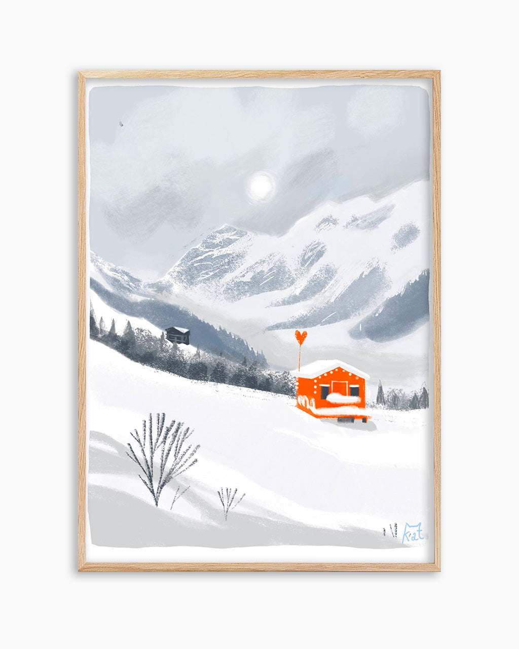 Herz im Schnee gefangen